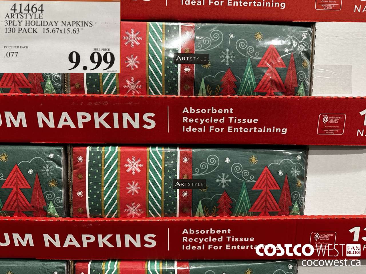 41464 ARTSTYLE 3PLY HOLIDAY NAPKINS 130 PACK 15.67x15.63