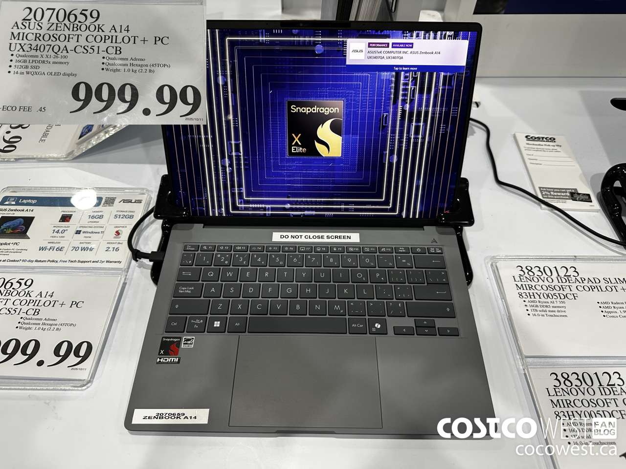 2070659 ASUS ZENBOOK A14 MICROSOFT COPILOT+ PC UX3407QA-CS51-CB $999.99