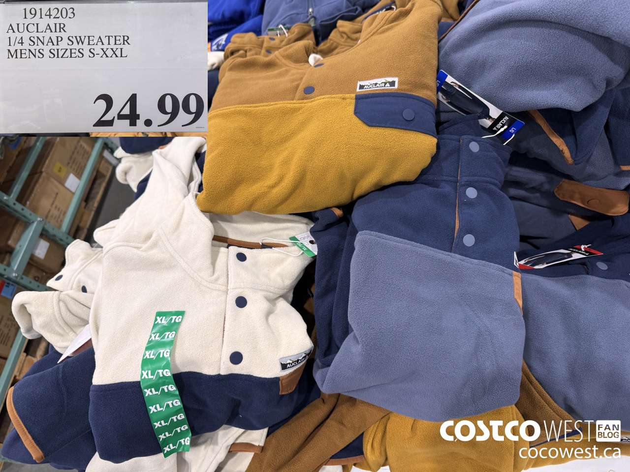 1914203 AUCLAIR 1/4 SNAP SWEATER MENS SIZES S-XXL $24.99
