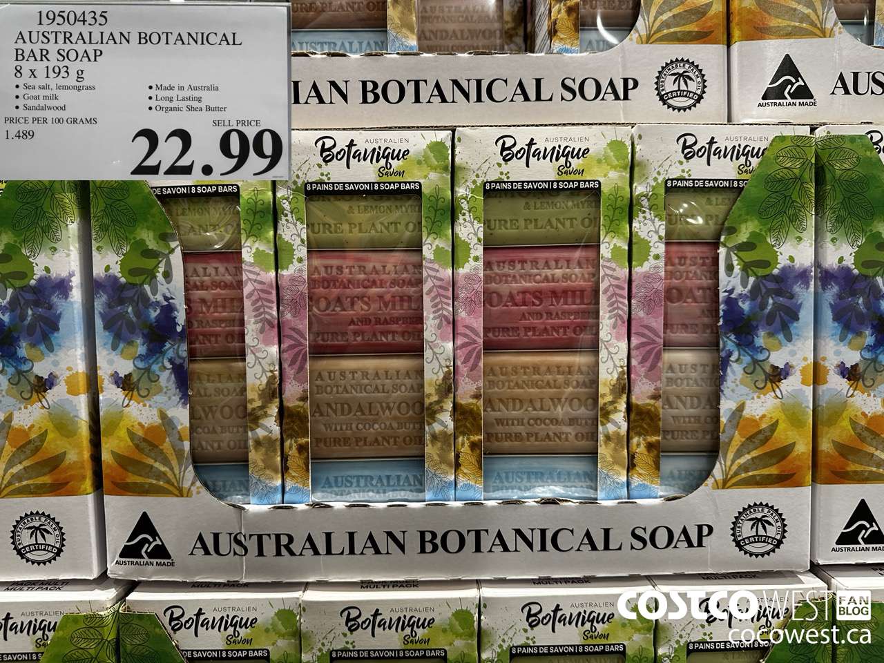 1950435 AUSTRALIAN BOTANICAL BAR SOAP 8 X 193G $22.99