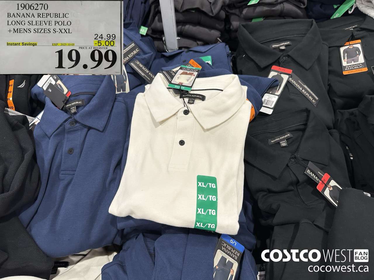 1906270 BANANA REPUBLIC LONG SLEEVE POLO MENS SIZES S-XXL ($5.00 INSTANT SAVINGS EXPIRES ON 2025-10-05) $19.99