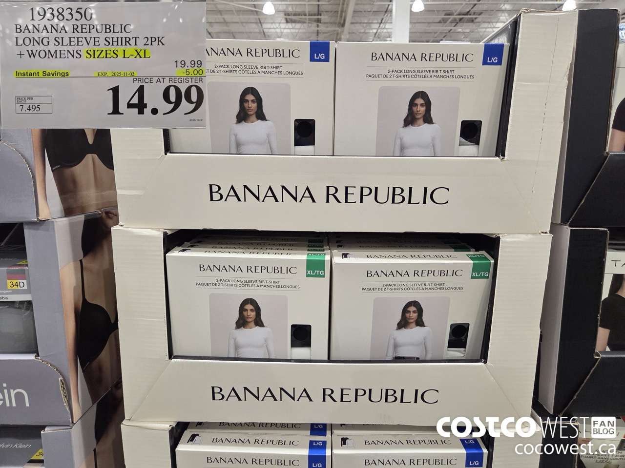 1938350 BANANA REPUBLIC LONG SLEEVE SHIRT 2PK WOMENS SIZES L-XL ($5.00 INSTANT SAVINGS EXPIRES ON 2025-11-02) $14.99