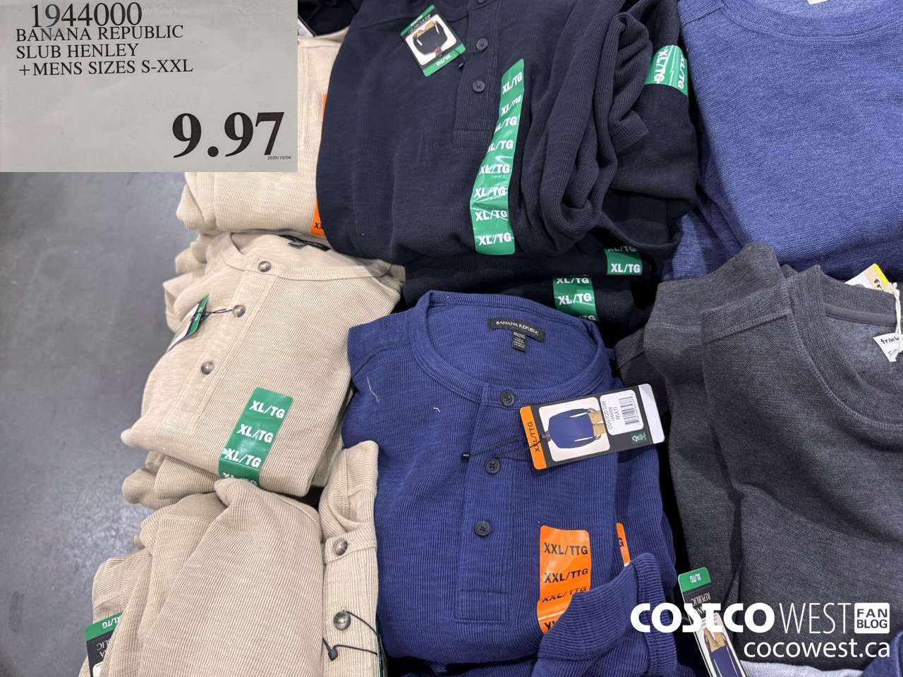 1944000 BANANA REPUBLIC SLUB HENLEY MENS SIZES S-XXL $9.97