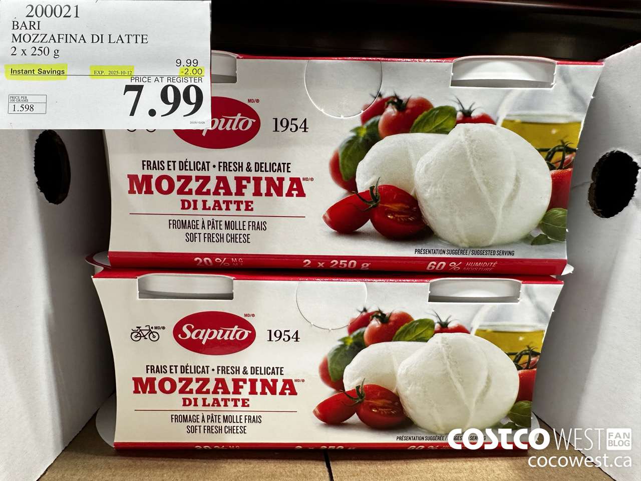 200021 BARI MOZZAFINA DI LATTE 2 x 250 g ($2.00 INSTANT SAVINGS EXPIRES ON 2025-10-12) $7.99
