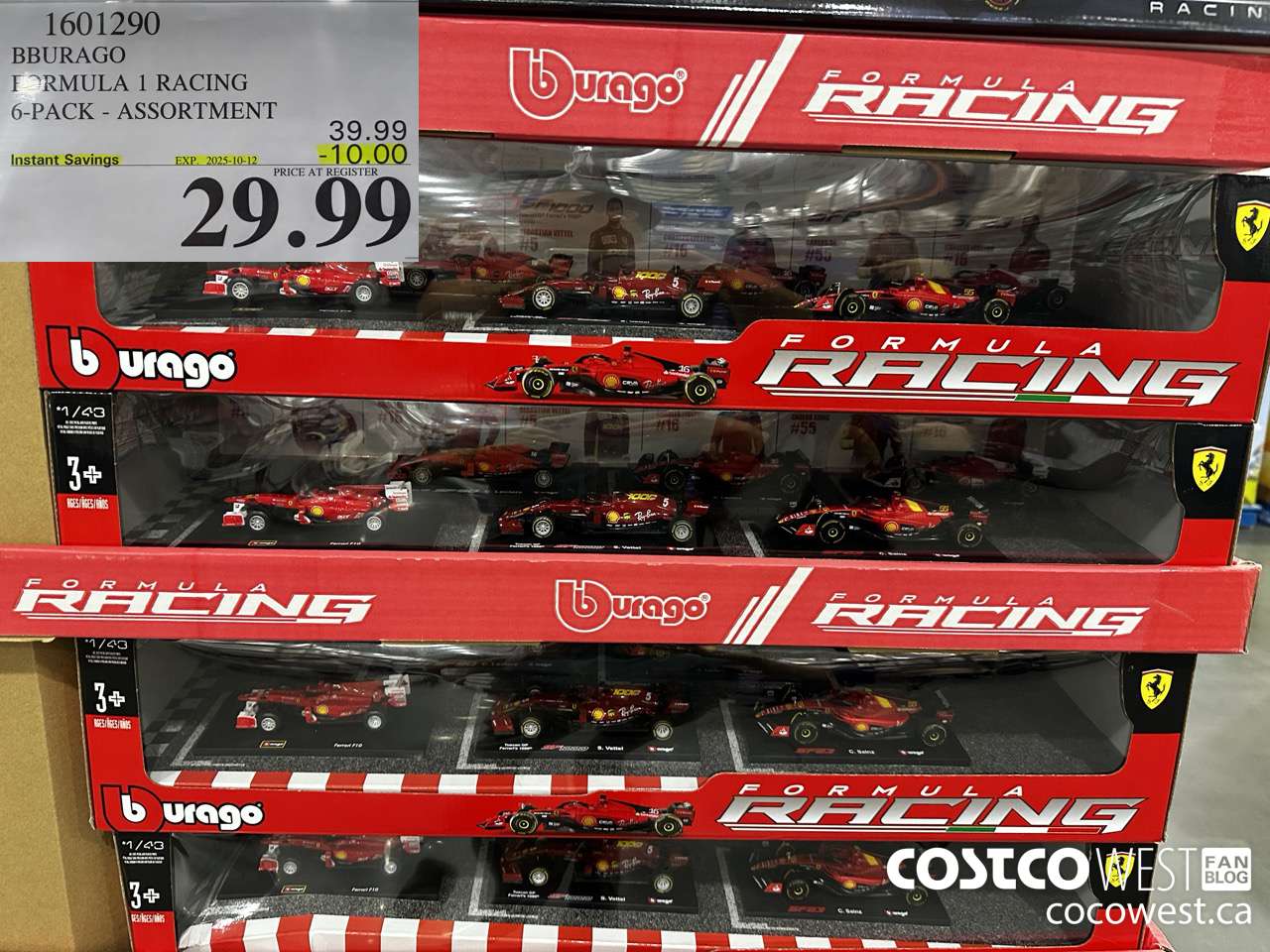 1601290 BBURAGO FORMULA 1 RACING 6-PACK ASSORTMENT ($10.00 INSTANT SAVINGS EXPIRES ON 2025-10-12) $29.99