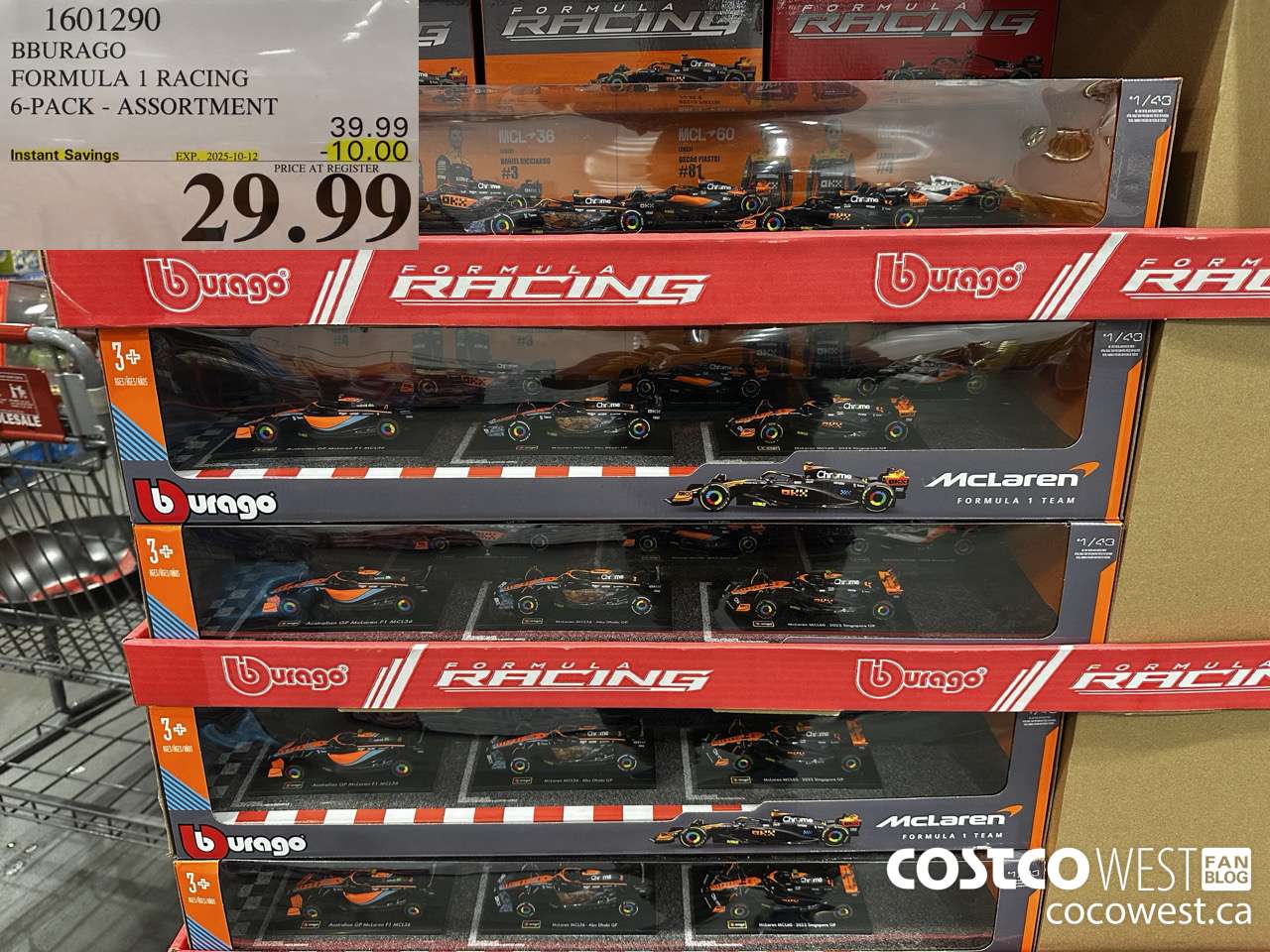 1601290 BBURAGO FORMULA 1 RACING 6-PACK ASSORTMENT ($10.00 INSTANT SAVINGS EXPIRES ON 2025-10-12) $29.99