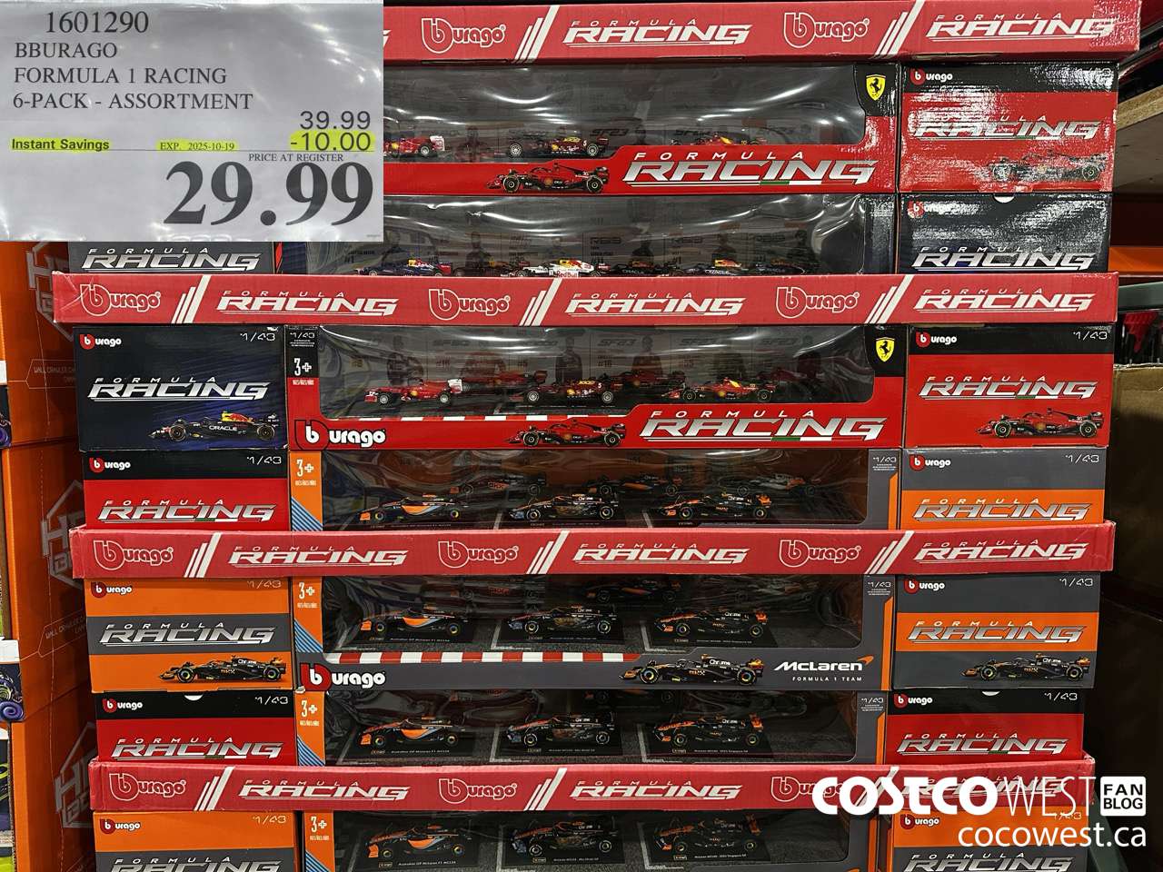 1601290 BBURAGO FORMULA 1 RACING 6-PACK ASSORTMENT ($10.00 INSTANT SAVINGS EXPIRES ON 2025-10-19) $29.99