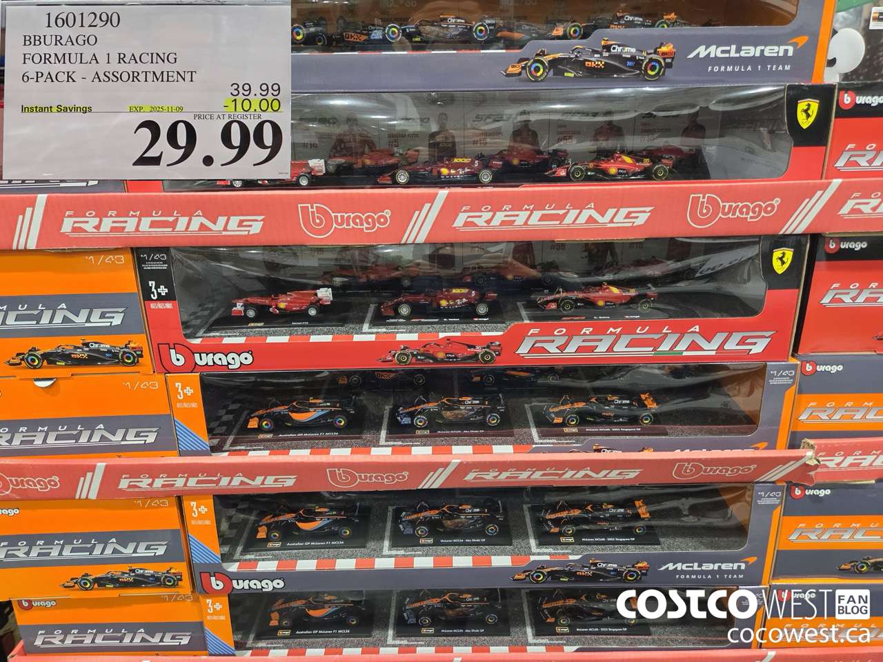 1601290 BBURAGO FORMULA 1 RACING 6-PACK ASSORTMENT ($10.00 INSTANT SAVINGS EXPIRES ON 2025-11-09) $29.99