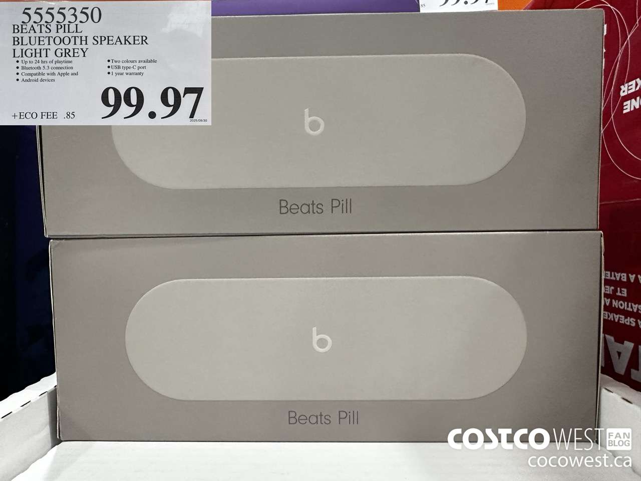 5555350 BEATS PILL BLUETOOTH SPEAKER LIGHT GREY $99.97