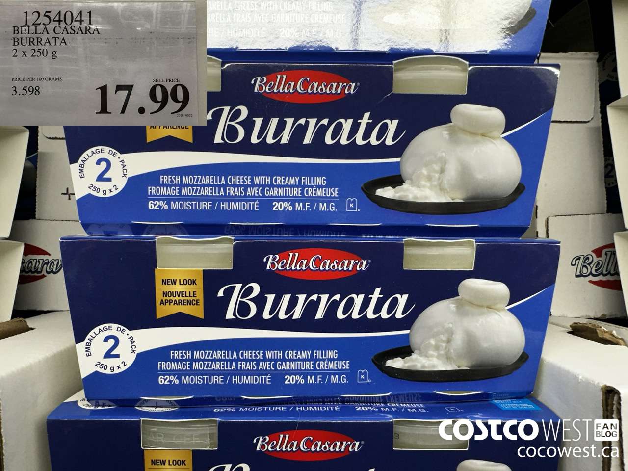 1254041 BELLA CASARA BURRATA 2 X 250 G $17.99