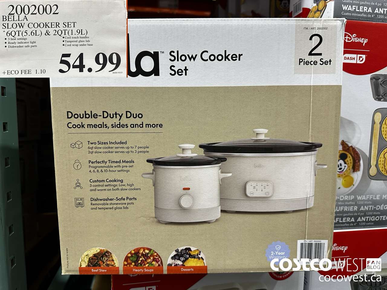 2002002 BELLA SLOW COOKERS 6QT (5.6L) & 2QT (1.9L) $54.99