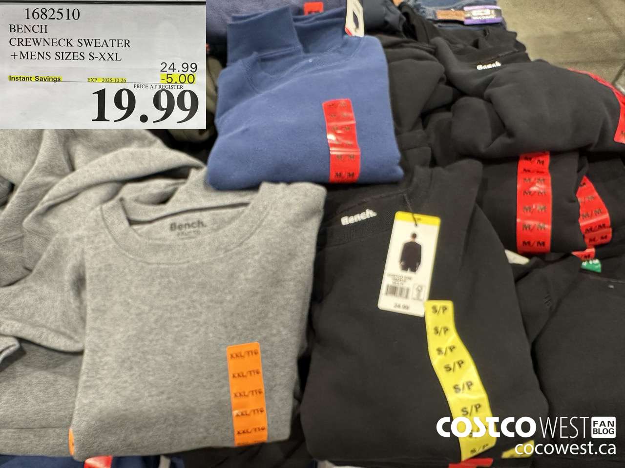 1682510 BENCH CREWNECK SWEATER MENS SIZES S-XXL ($5.00 INSTANT SAVINGS EXPIRES ON 2025-10-26) $19.99