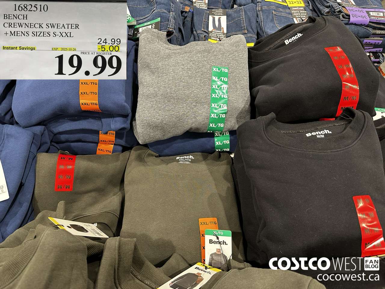 1682510 BENCH CREWNECK SWEATER MENS SIZES S-XXL ($5.00 INSTANT SAVINGS EXPIRES ON 2025-10-26) $19.99