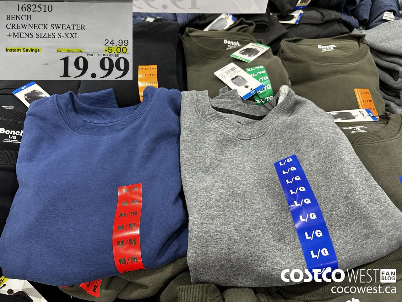 1682510 BENCH CREWNECK SWEATER MENS SIZES S-XXL ($5.00 INSTANT SAVINGS EXPIRES ON 2025-10-26) $19.99