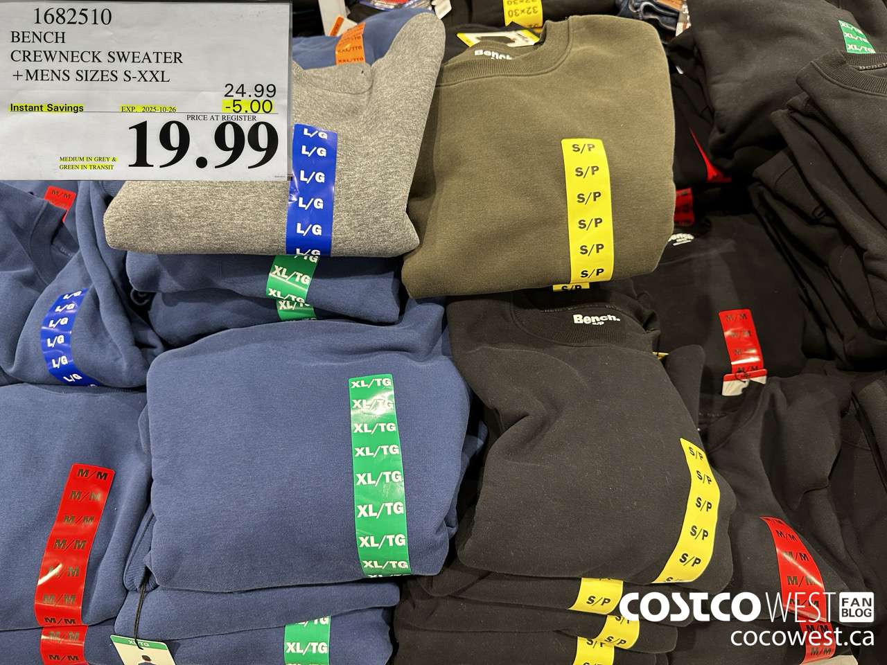 1682510 BENCH CREWNECK SWEATER MENS SIZES S-XXL ($5.00 INSTANT SAVINGS EXPIRES ON 2025-10-26) $19.99