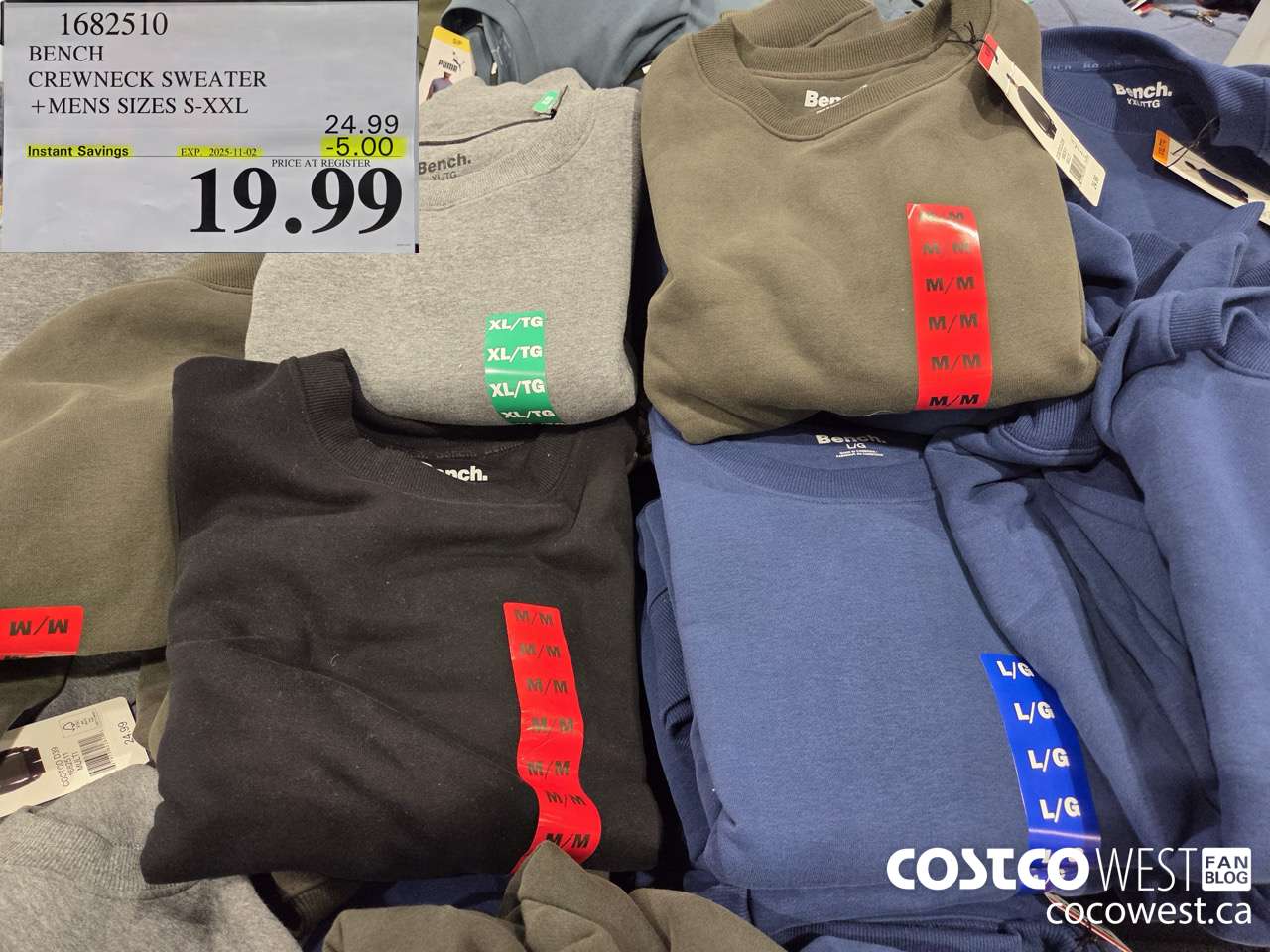 1682510 BENCH CREWNECK SWEATER MENS SIZES S-XXL ($5.00 INSTANT SAVINGS EXPIRES ON 2025-11-02) $19.99