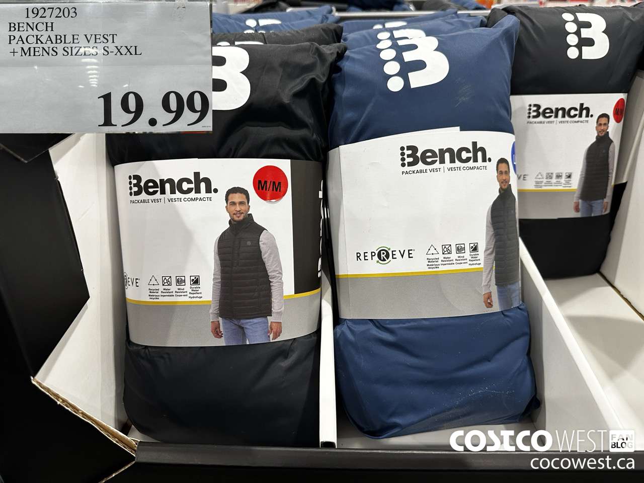 1927203 BENCH PACKABLE VEST MENS SIZES S-XXL $19.99