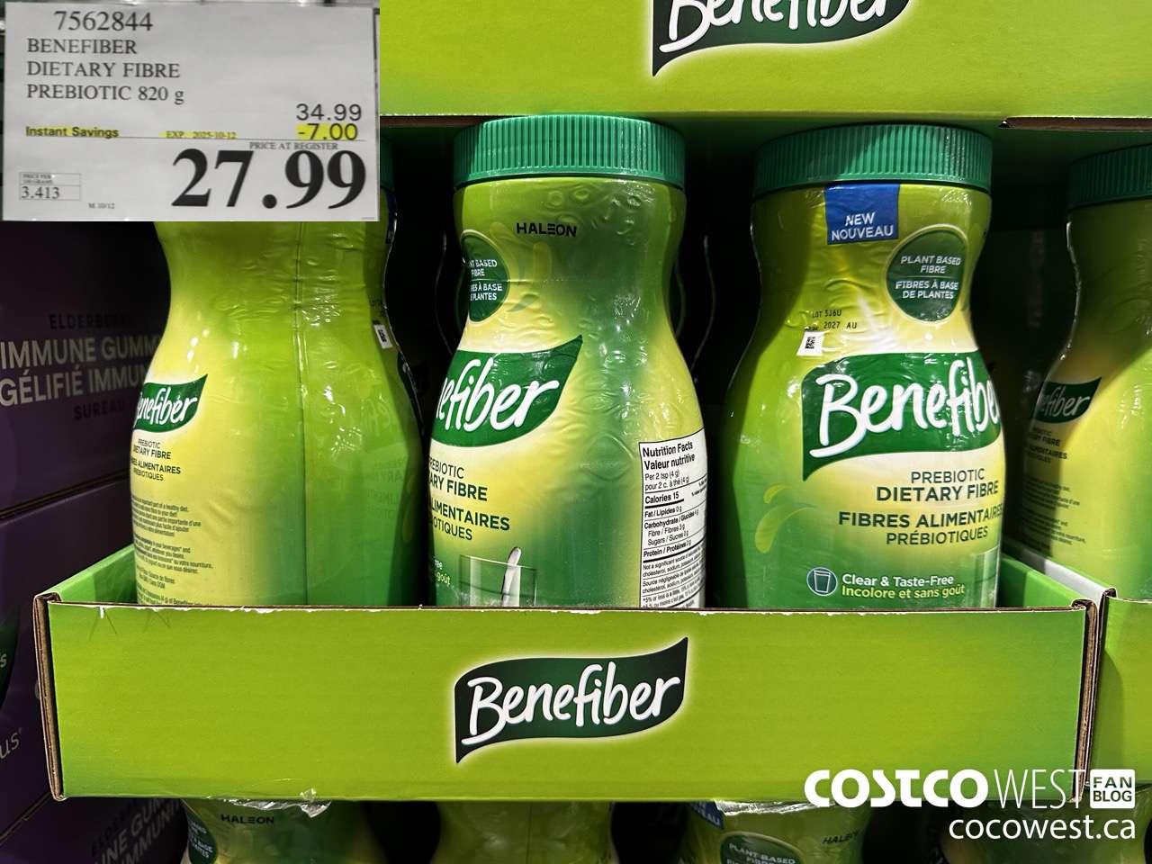 7562844 BENEFIBER DIETARY FIBRE PREBIOTIC 820G ($7.00 INSTANT SAVINGS EXPIRES ON 2025-10-12) $27.99