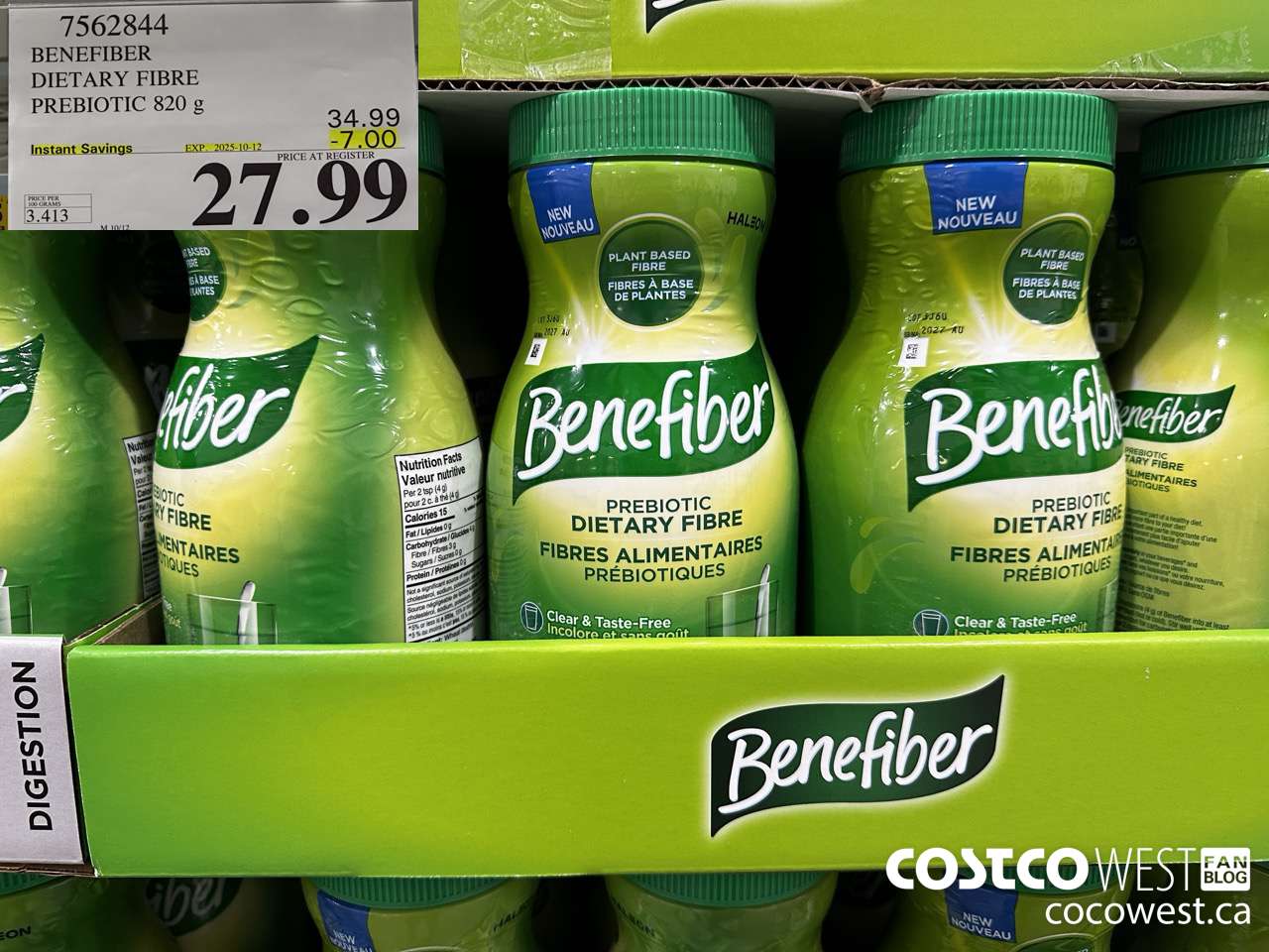 7562844 BENEFIBER DIETARY FIBRE PREBIOTIC 820G ($7.00 INSTANT SAVINGS EXPIRES ON 2025-10-12) $27.99