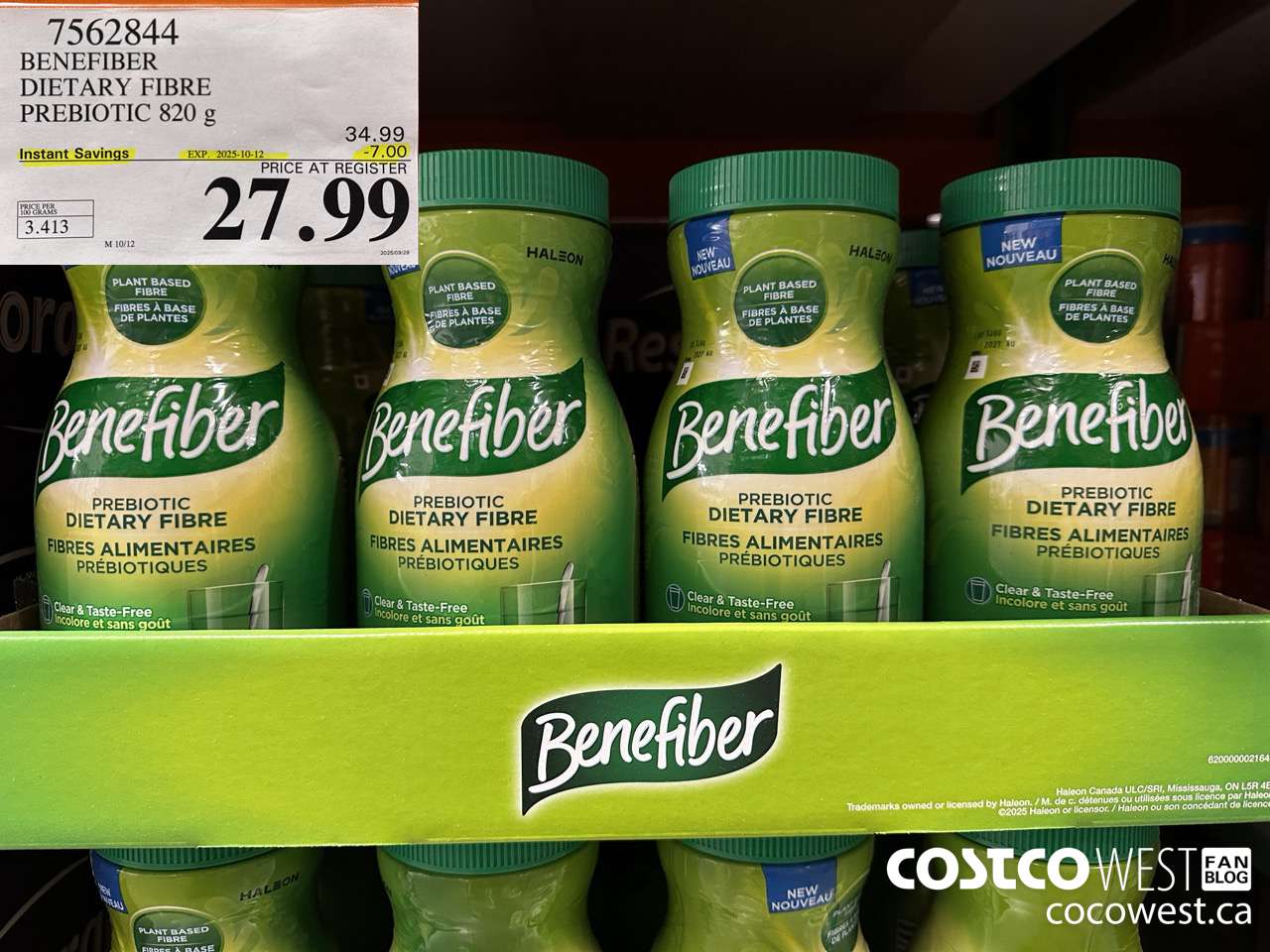 7562844 BENEFIBER DIETARY FIBRE PREBIOTIC 820G ($7.00 INSTANT SAVINGS EXPIRES ON 2025-10-12) $27.99