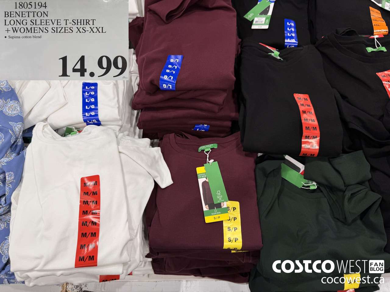 1805194 BENETTON LONG SLEEVE T-SHIRT LADIES SIZES S-XXXL $14.99