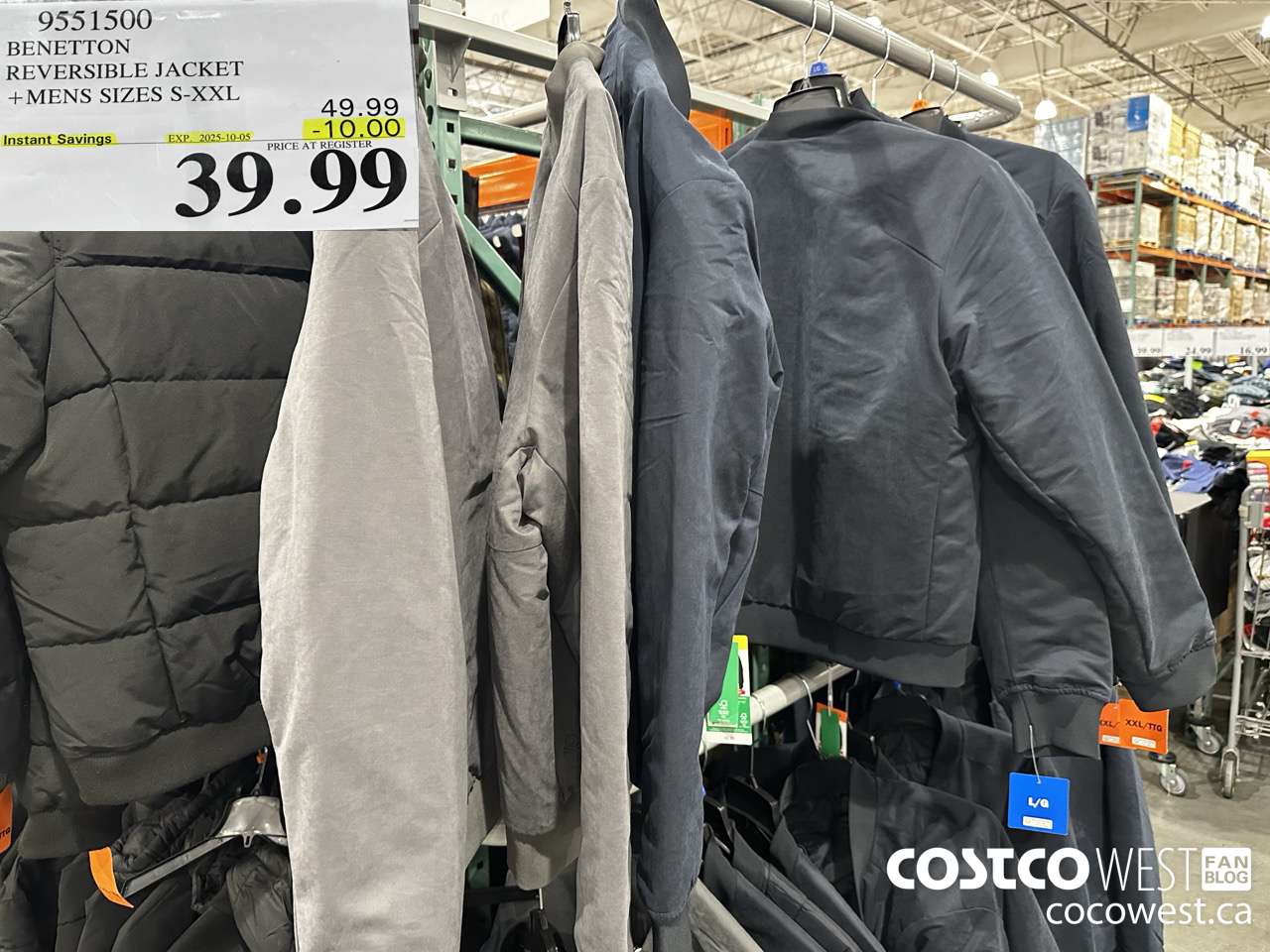 9551500 BENETTON REVERSIBLE JACKET MENS SIZES S-XXL ($10.00 INSTANT SAVINGS EXPIRES ON 2025-10-05) $39.99