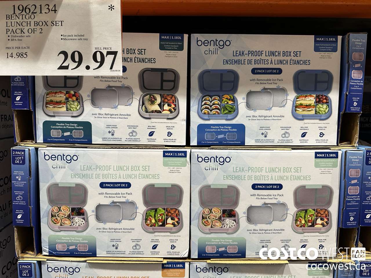 1962134 BENTGO LUNCH BOX SET PACK OF 2 $29.97
