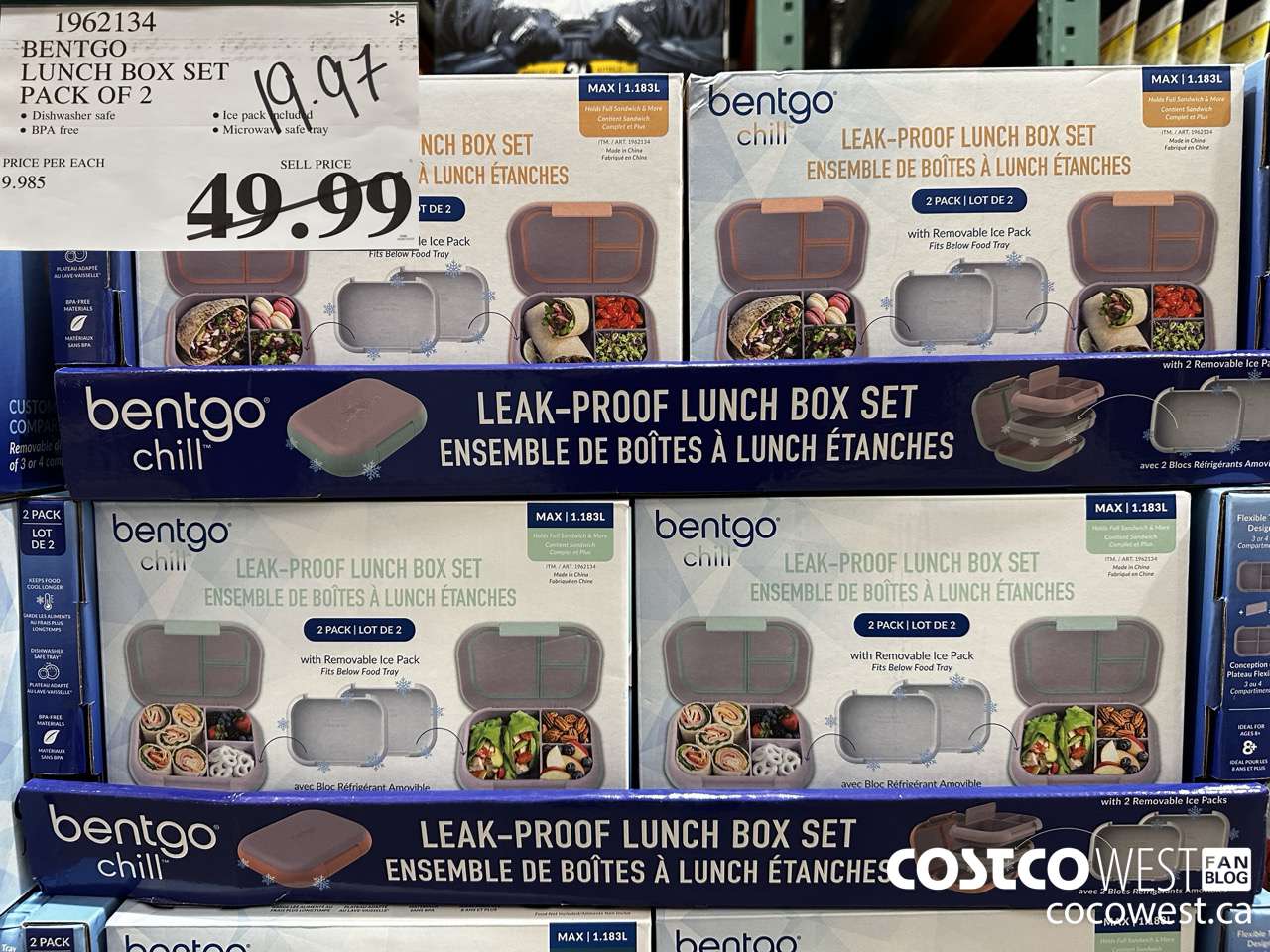 1962134 BENTGO LUNCH BOX SET PACK OF 2 $19.97