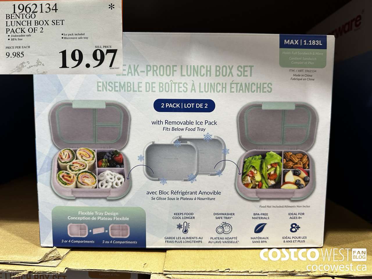 1962134 BENTGO LUNCH BOX SET PACK OF 2 $19.97