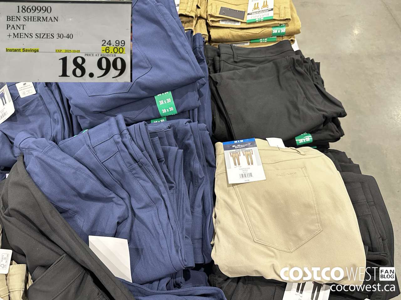 1869990 BEN SHERMAN 5 POCKET PANT MENS SIZES 30-40 ($6.00 INSTANT SAVINGS EXPIRES ON 2025-10-05) $18.99