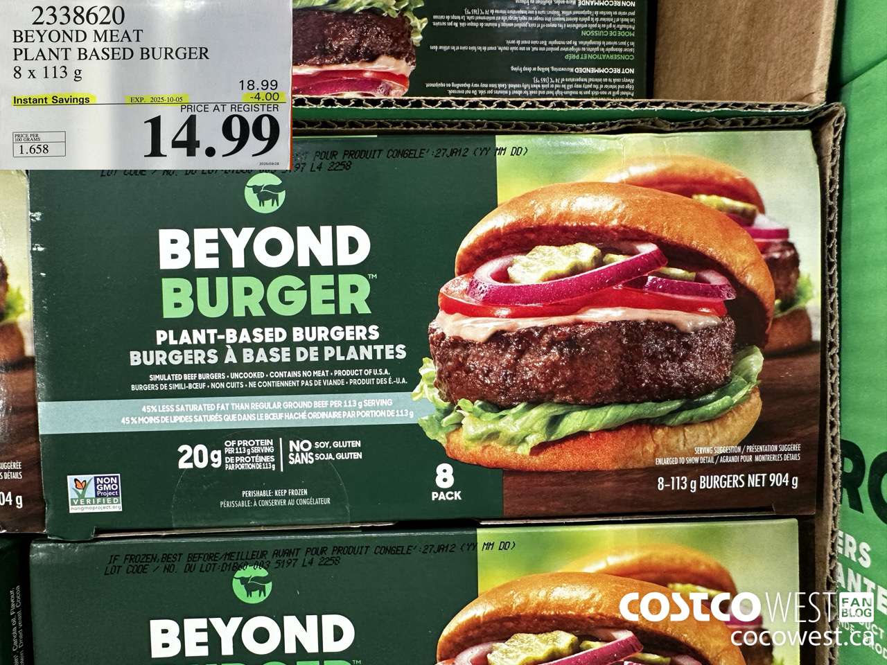 2338620 BEYOND MEAT PLANT BASED BURGER 8 x 113 g ($4.00 INSTANT SAVINGS EXPIRES ON 2025-10-05) $14.99