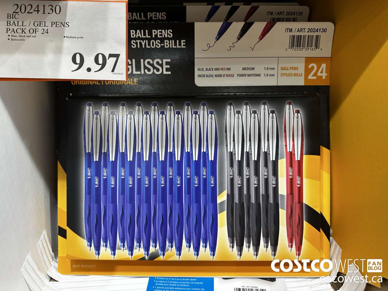 2024130 BIC BALL/GEL PENS PACK OF 24 $9.97