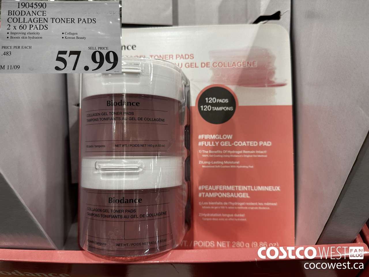 1904590 BIODANCE COLLAGEN TONER PADS 2 X 60 PADS $57.99