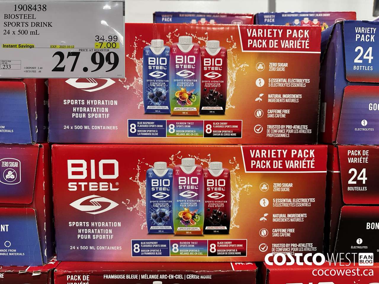 1908438 BIOSTEEL SPORTS DRINK 24 X 500ML ($7.00 INSTANT SAVINGS EXPIRES ON 2025-10-12) $27.99