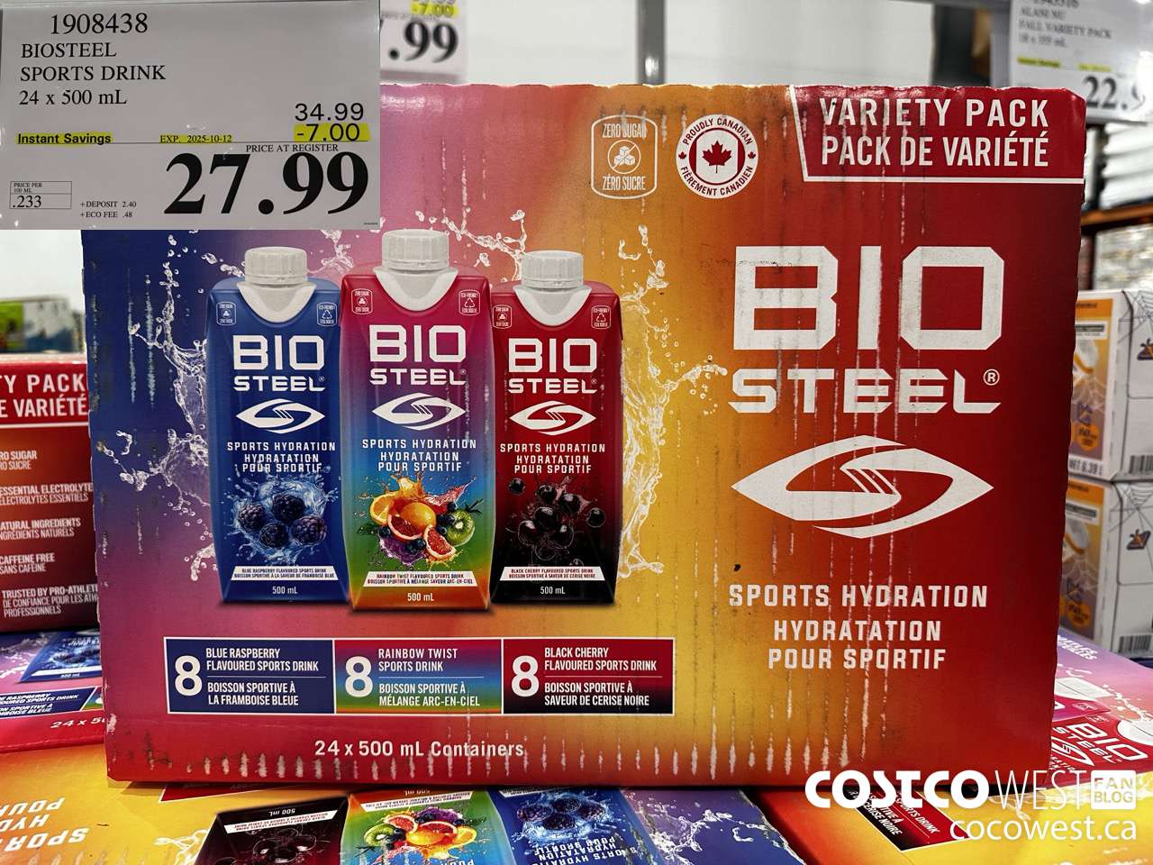 1908438 BIOSTEEL SPORTS DRINK 24 X 500ML ($7.00 INSTANT SAVINGS EXPIRES ON 2025-10-12) $27.99