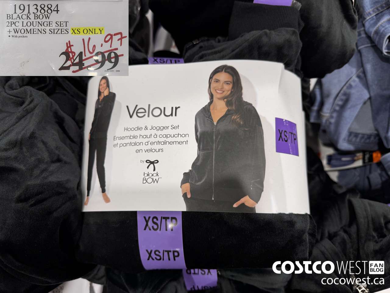 1913884 BLACK BOW 2PC LOUNGE SET WOMENS SIZES XS ONLY $16.97