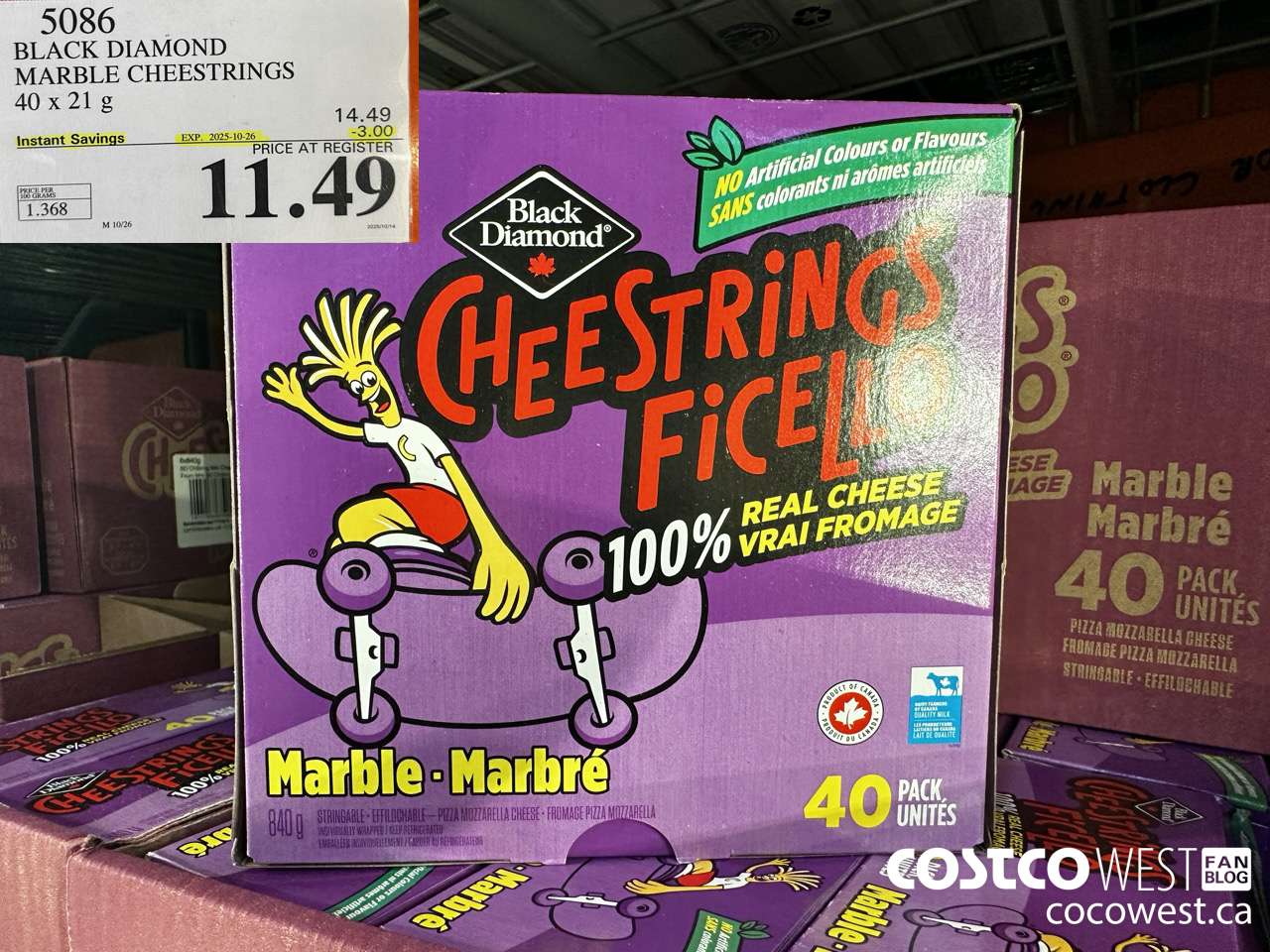 5086 BLACK DIAMOND MARBLE CHEESESTRINGS 40 x 21 g ($3.00 INSTANT SAVINGS EXPIRES ON 2025-10-26) $11.49