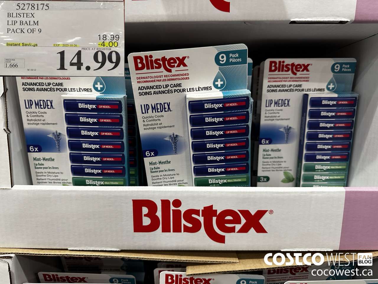 5278175 BLISTEX LIP BALM PACK OF 9 ($4.00 INSTANT SAVINGS EXPIRES ON 2025-10-26) $14.99