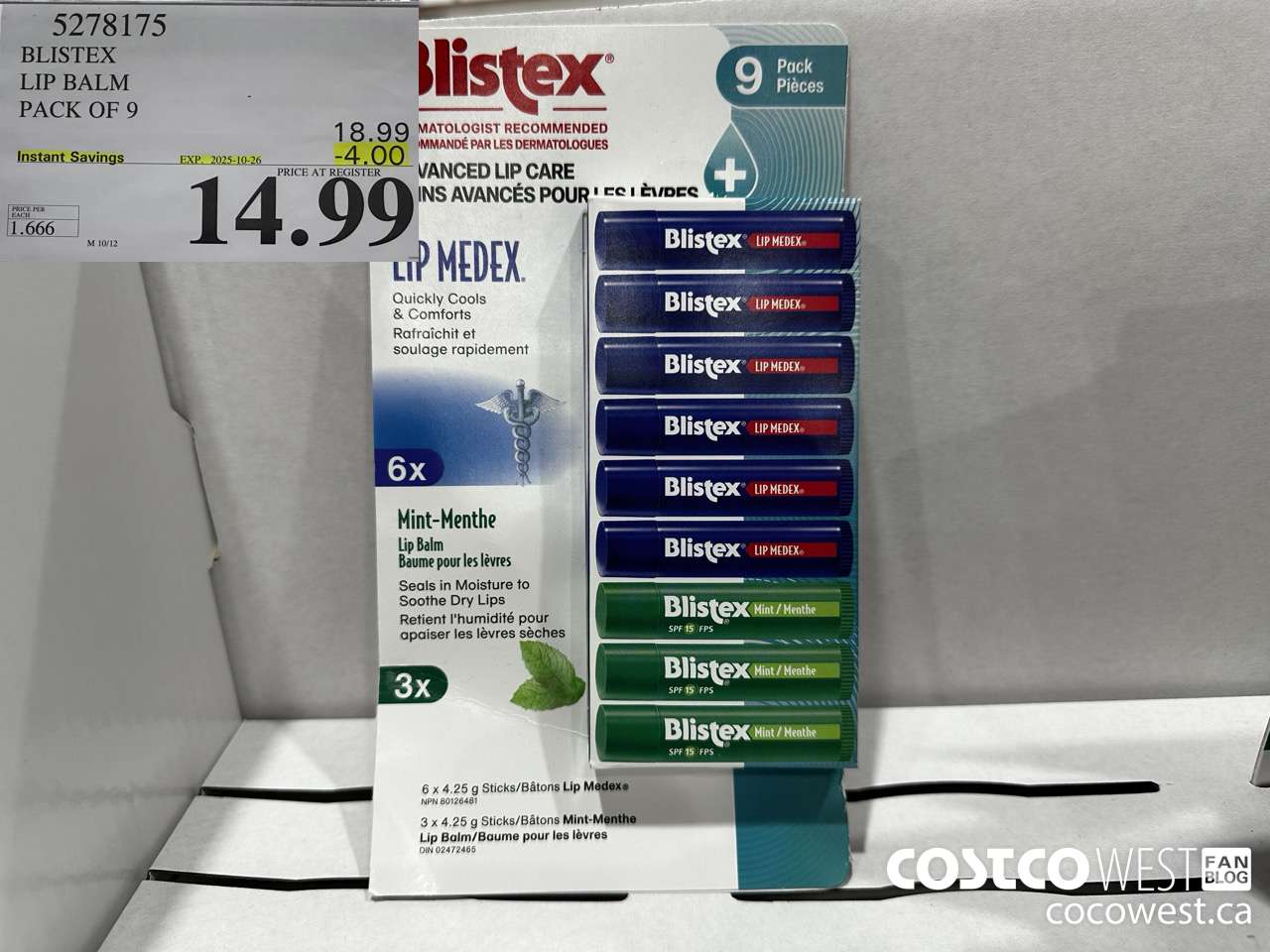 5278175 BLISTEX LIP BALM PACK OF 9 ($4.00 INSTANT SAVINGS EXPIRES ON 2025-10-26) $14.99