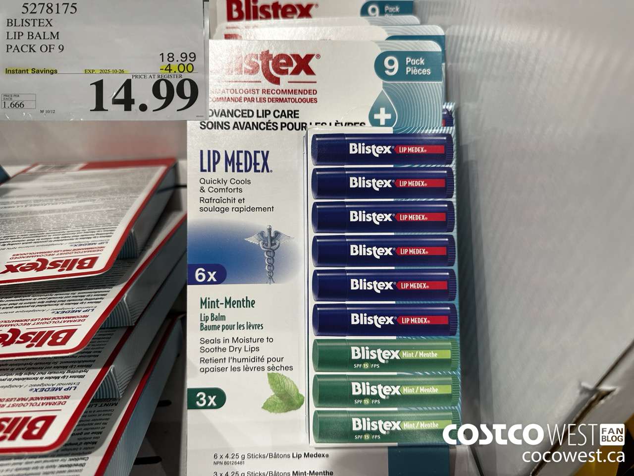 5278175 BLISTEX LIP BALM PACK OF 9 ($4.00 INSTANT SAVINGS EXPIRES ON 2025-10-26) $14.99