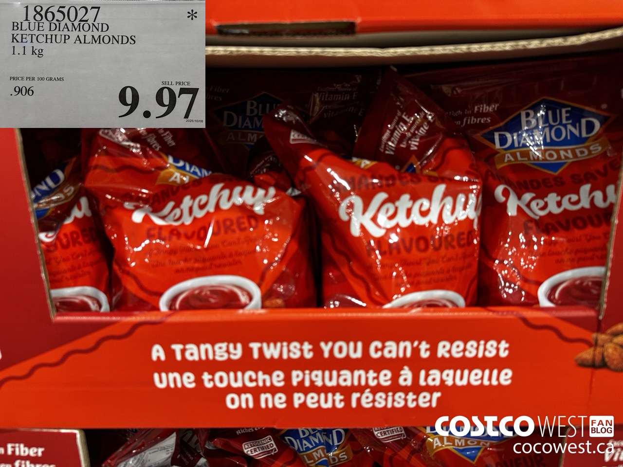 1865027 BLUE DIAMOND KETCHUP ALMONDS 1.1KG $9.97