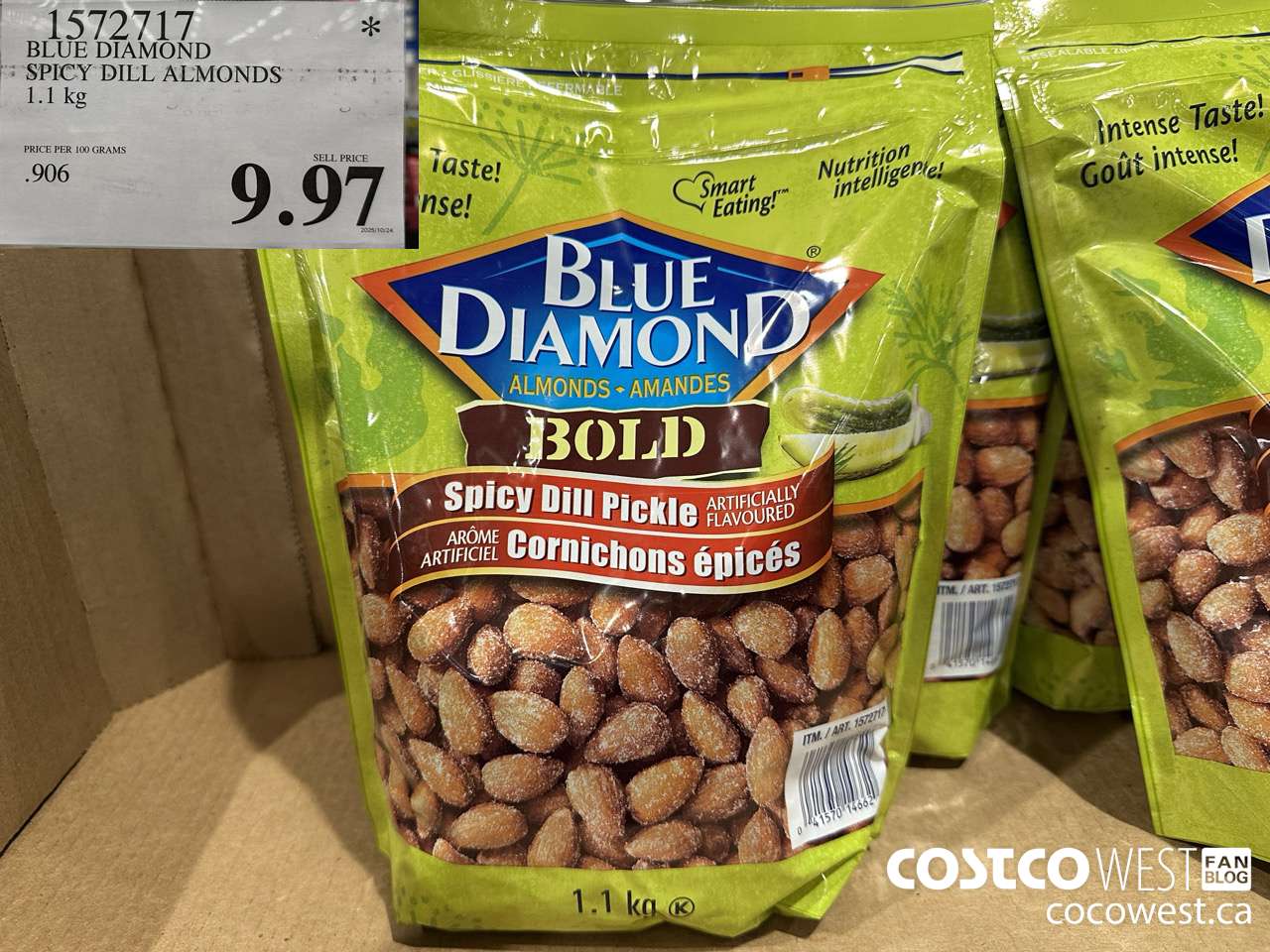 1572717 BLUE DIAMOND SPICY DILL ALMONDS 1.1 kg  $9.97