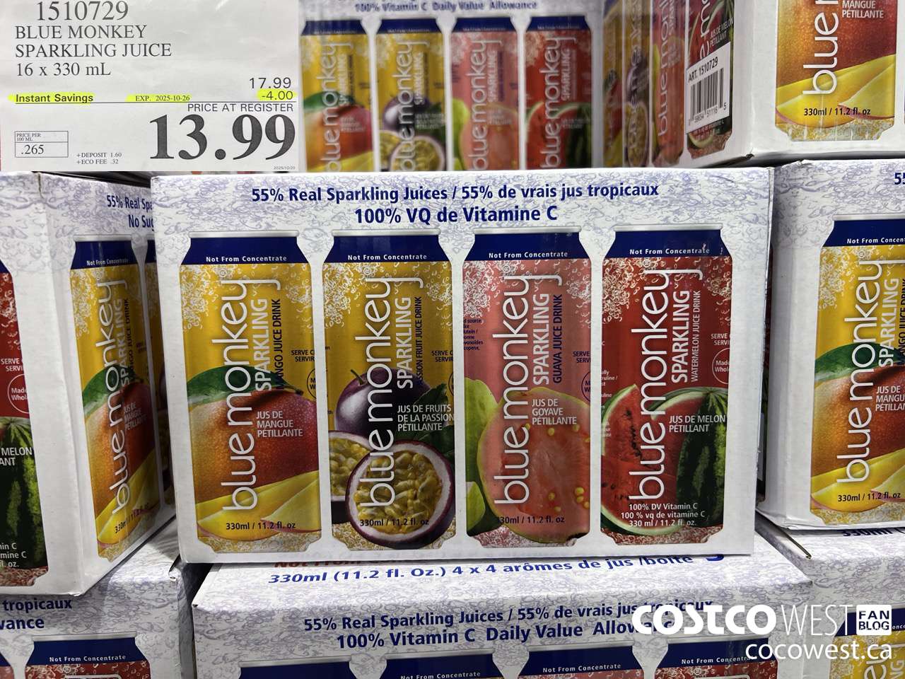 1510729 BLUE MONKEY SPARKLING JUICE 16 X 330 ML ($4.00 INSTANT SAVINGS EXPIRES ON 2025-10-26) $13.99