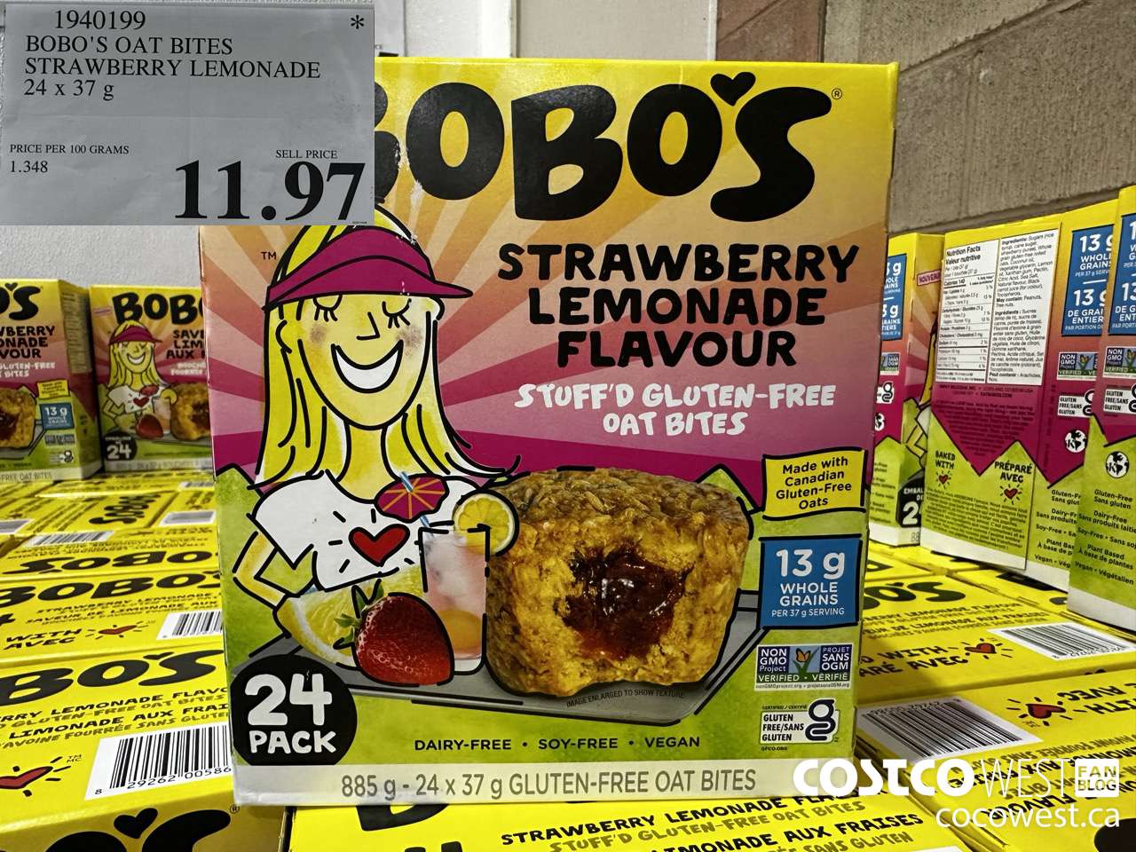 1940199 BOBO'S OAT BITES STRAWBERRY LEMONADE 24 X 37G $11.97