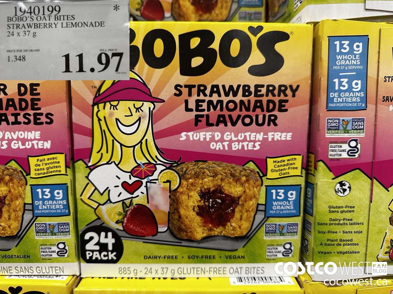 1940199 BOBO'S OAT BITES STRAWBERRY LEMONADE 24 X 37G $11.97