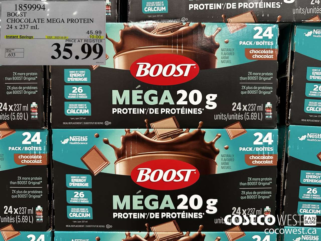 1859994 BOOST MEGA PROTEIN CHOCOLATE SHAKE 24 X 237ML ($10.00 INSTANT SAVINGS EXPIRES ON 2025-10-19) $35.99