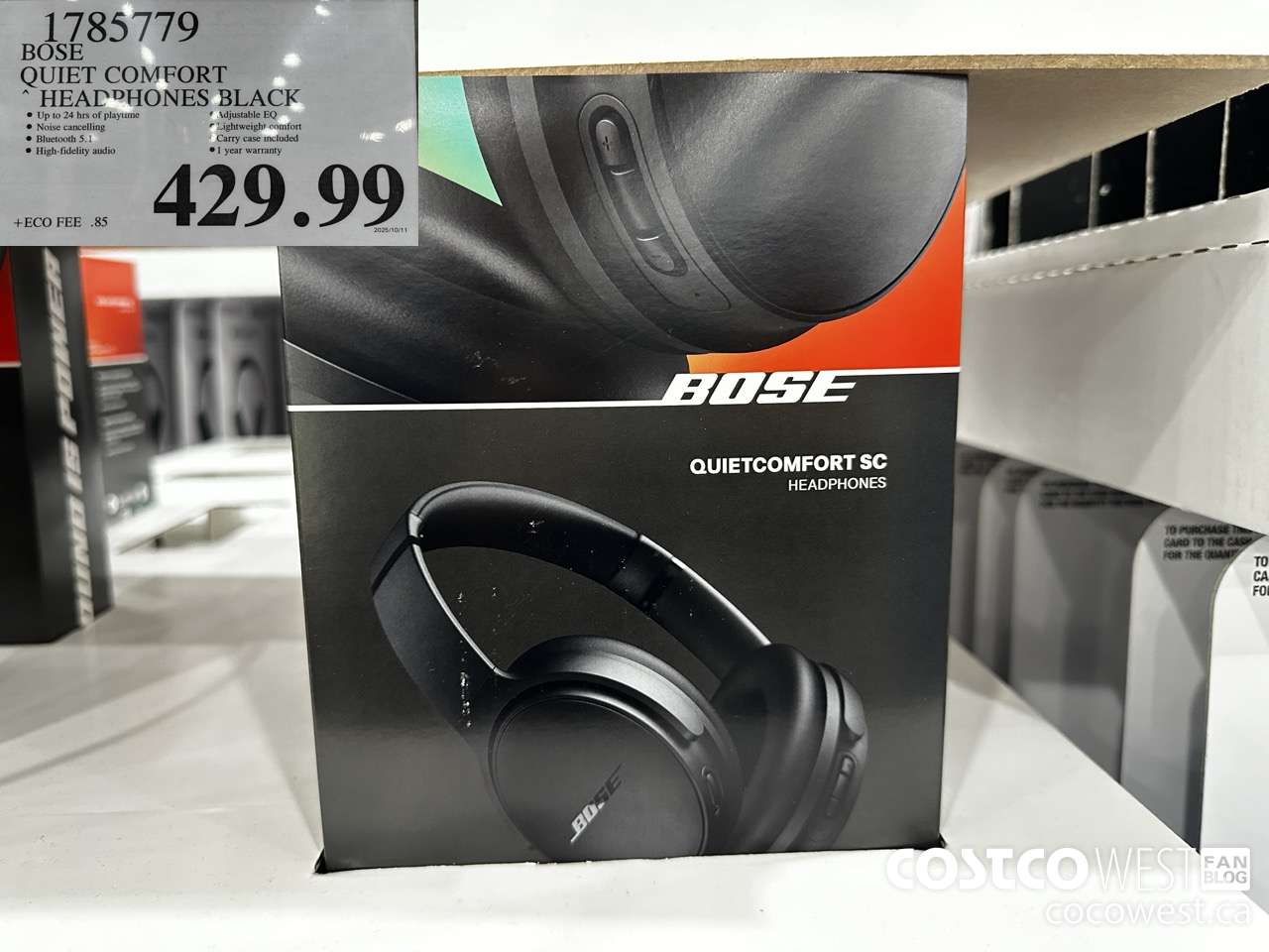 1785779 BOSE QUIET COMFORT HEADPHONES BLACK $429.99