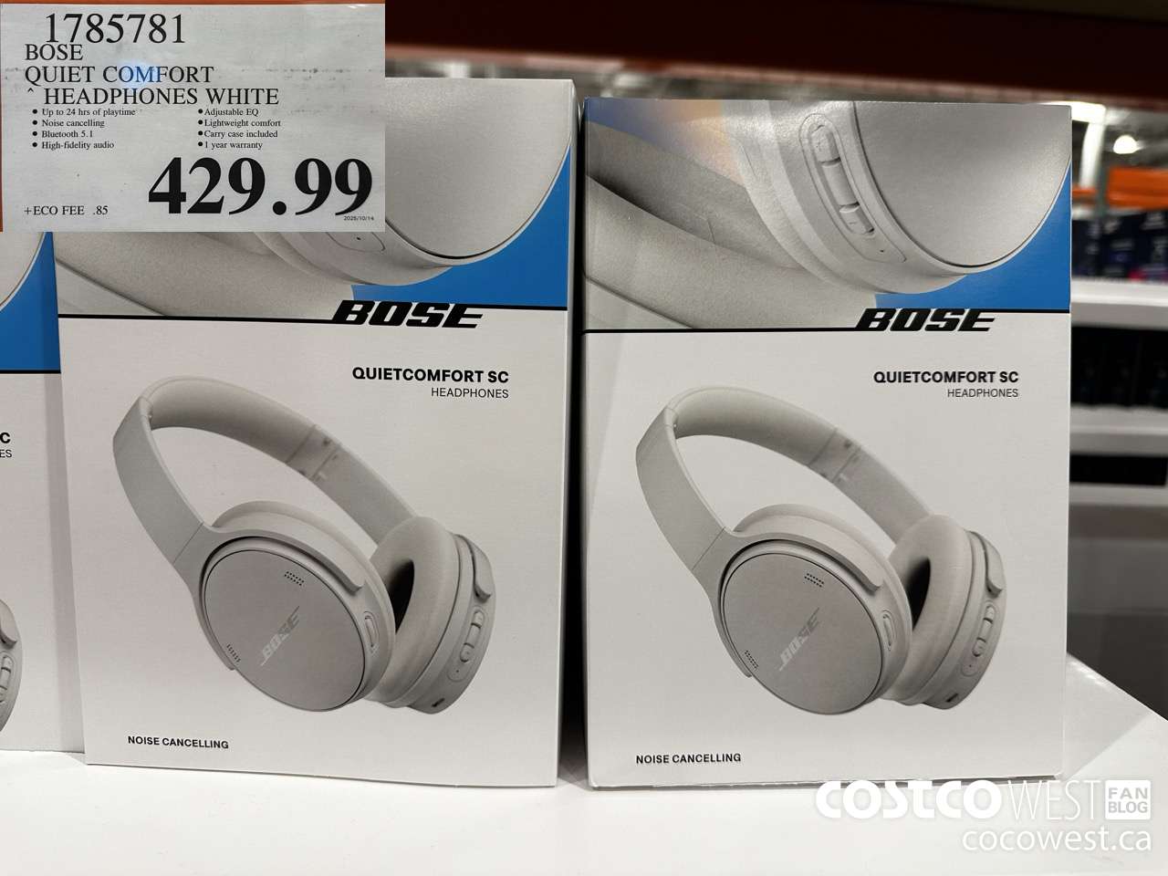 1785781 BOSE QUIET COMFORT HEADPHONES WHITE $429.99