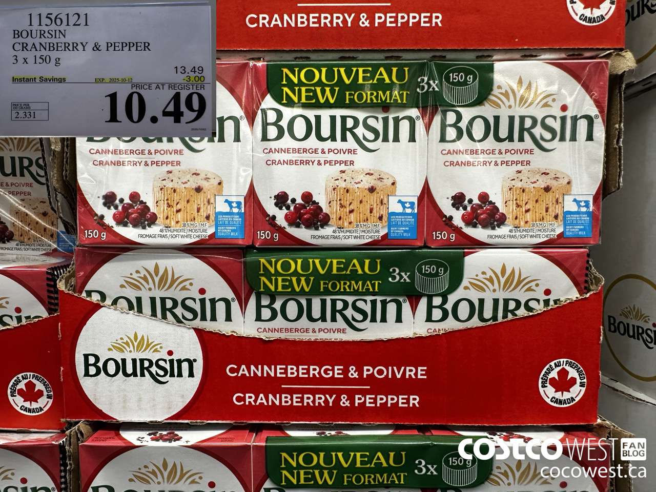 1156121 BOURSIN CRANBERRY & PEPPER 3 X 150G ($3.00 INSTANT SAVINGS EXPIRES ON 2025-10-12) $10.49