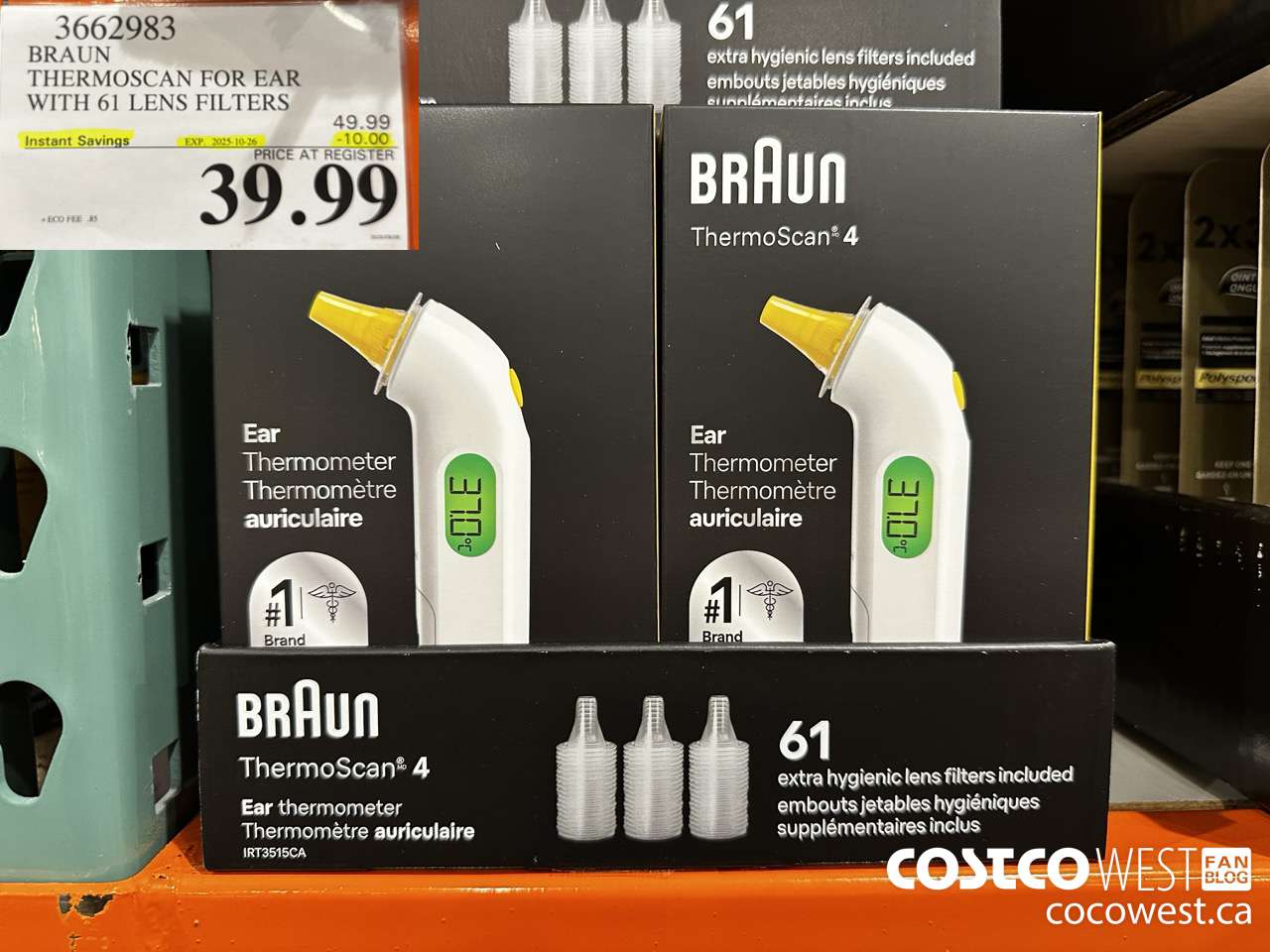 3662983 BRAUN THERMOSCAN4 EAR T12108P540 THERMOMETER ($10.00 INSTANT SAVINGS EXPIRES ON 2025-10-26) $39.99